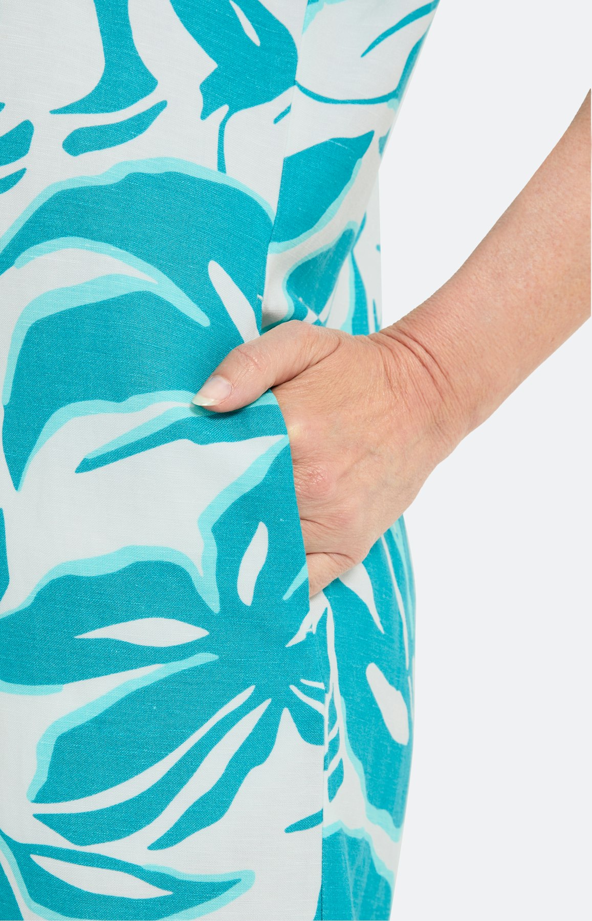 Linnen mix jurk met all-over print