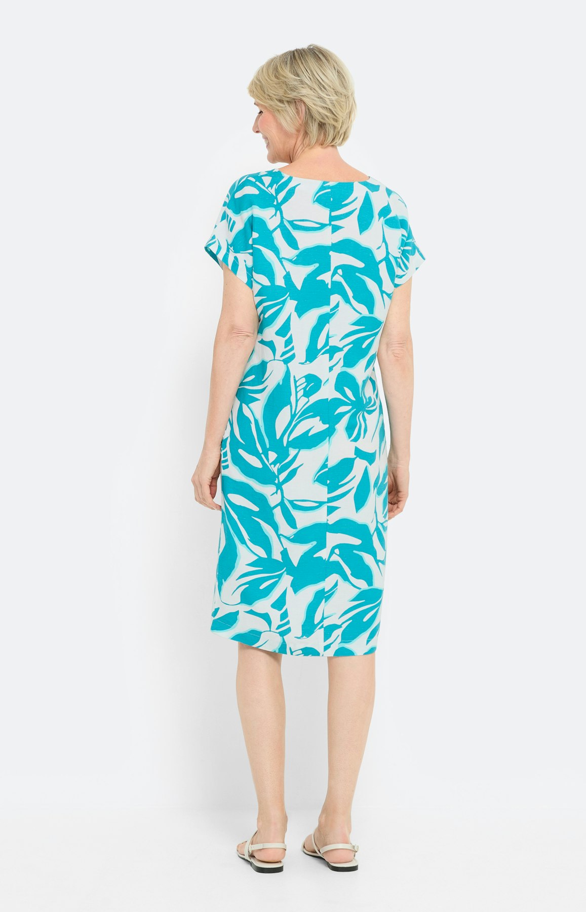 Linnen mix jurk met all-over print