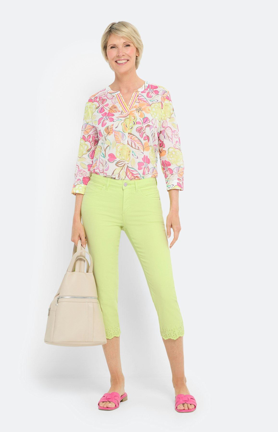 Stretch Capri-Jeans, limone