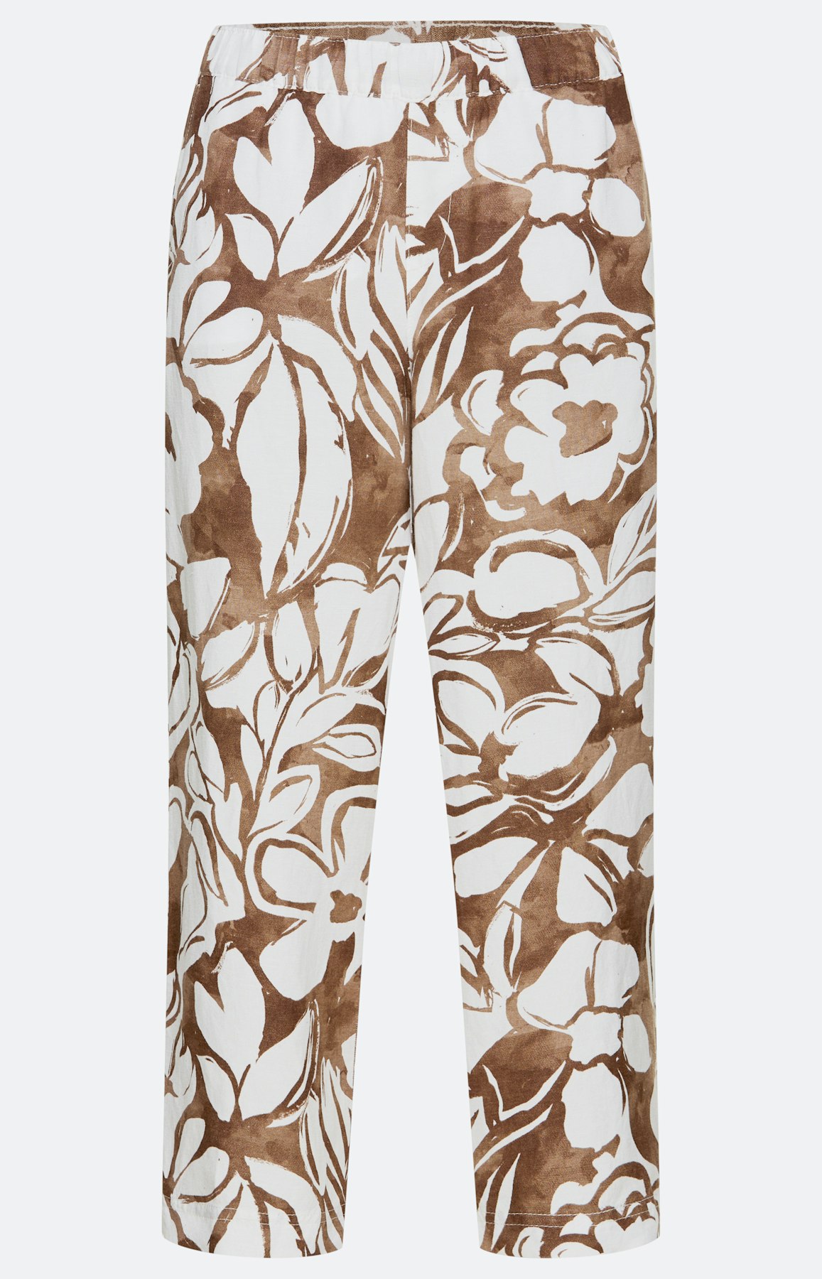 Linnenmix culotte met print, set, bruin