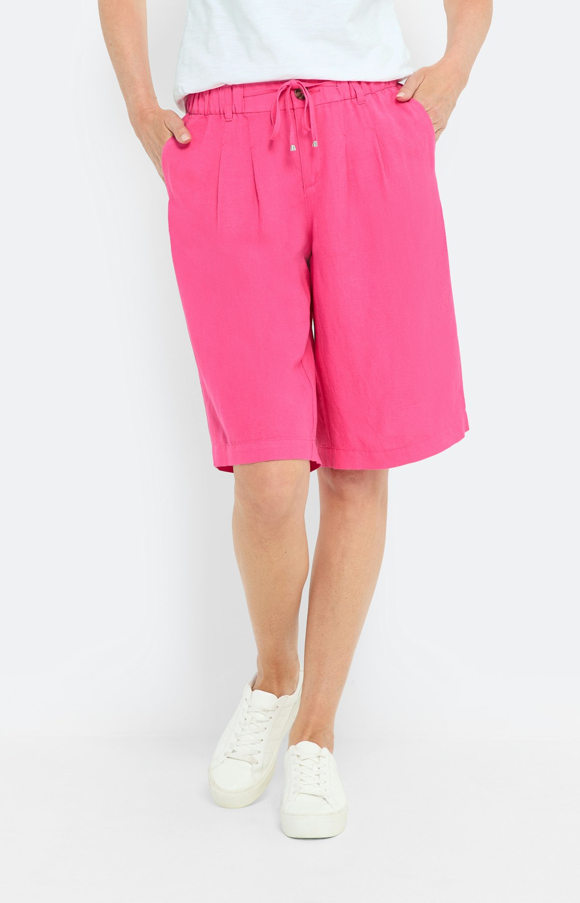 Bermuda aus Leinen-Mix, pink