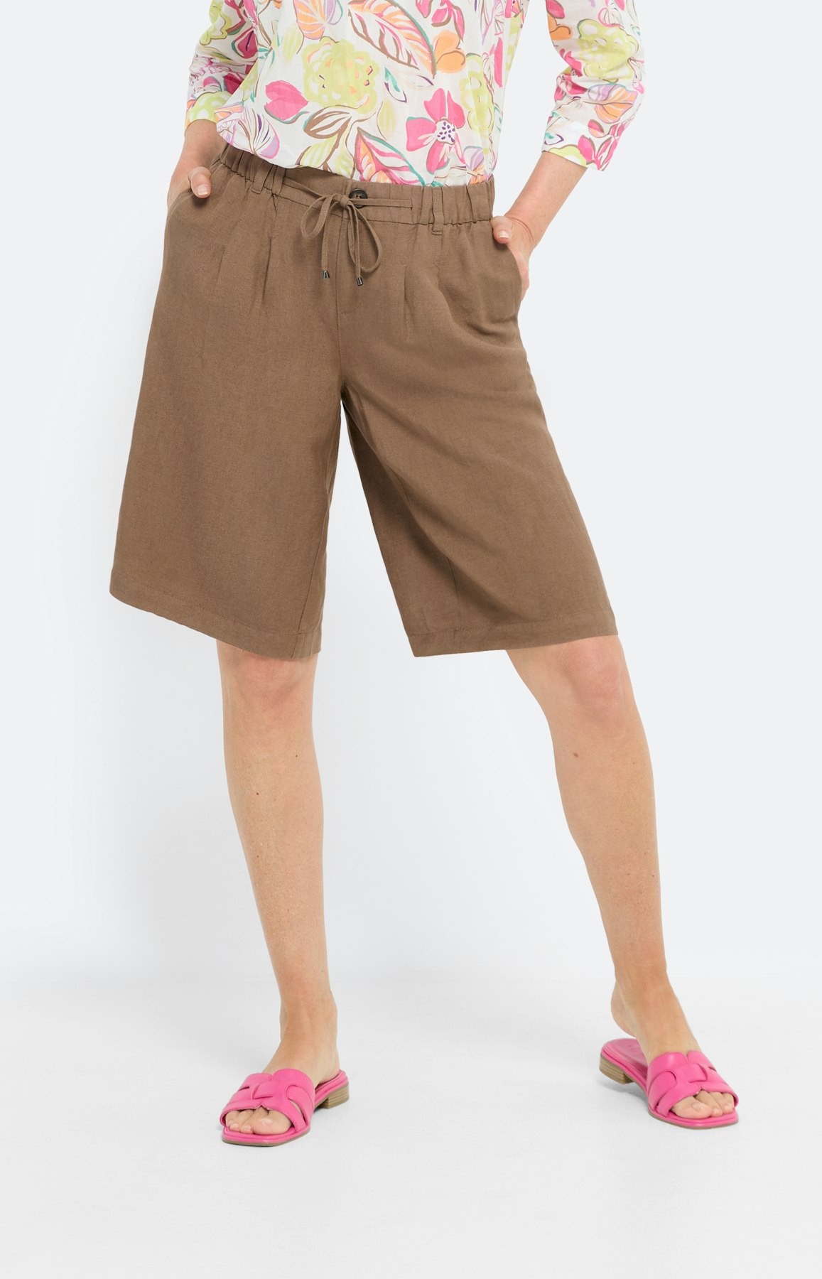 Bermuda aus Leinen-Mix, braun