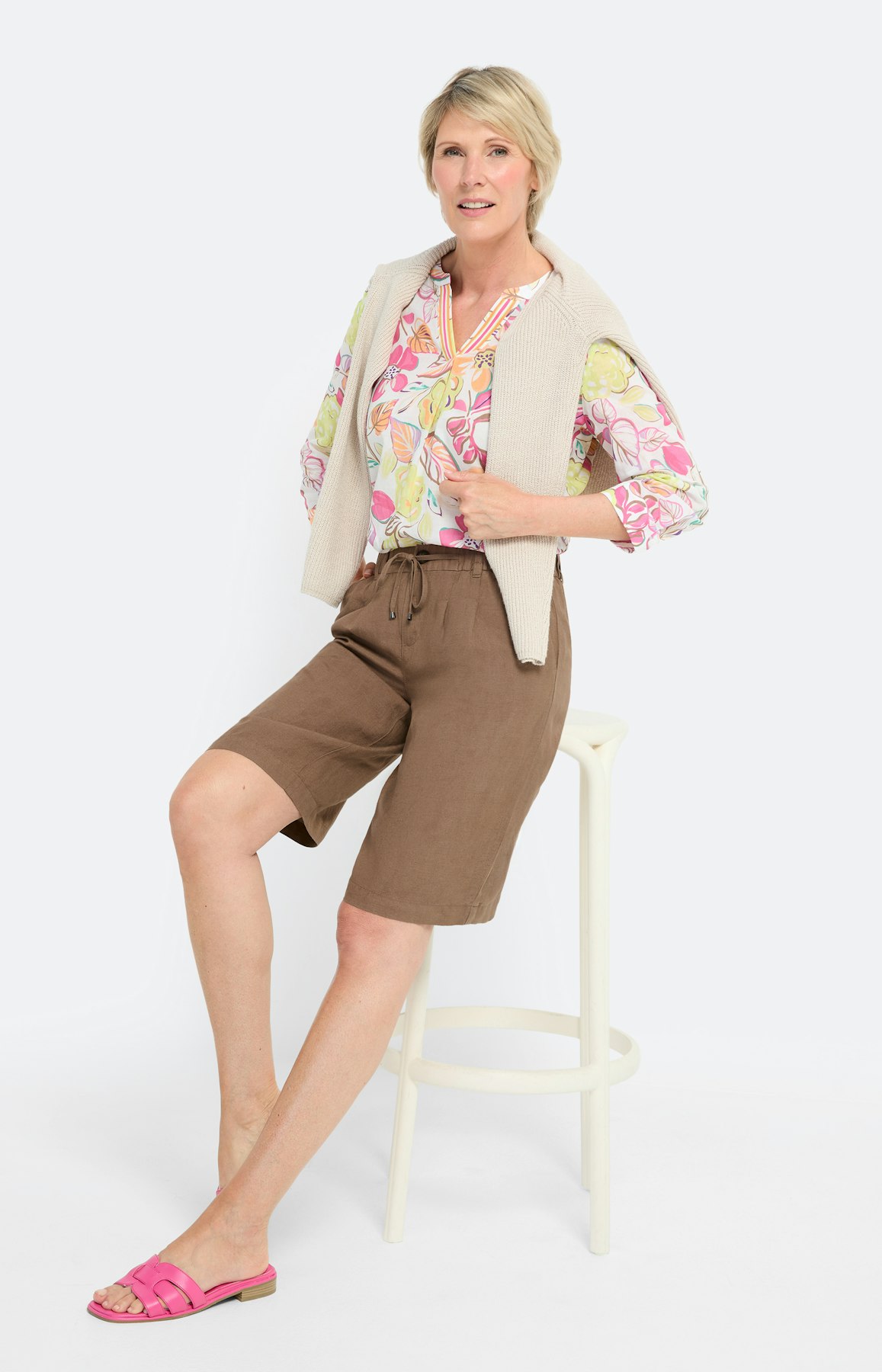 Bermuda aus Leinen-Mix, braun