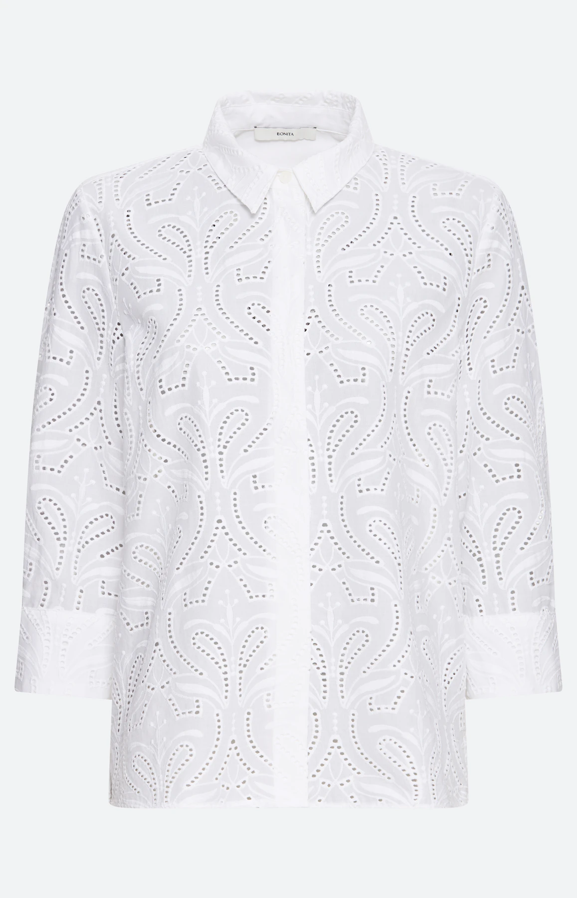 Bluse mit Broderie-Stickerei, weiß