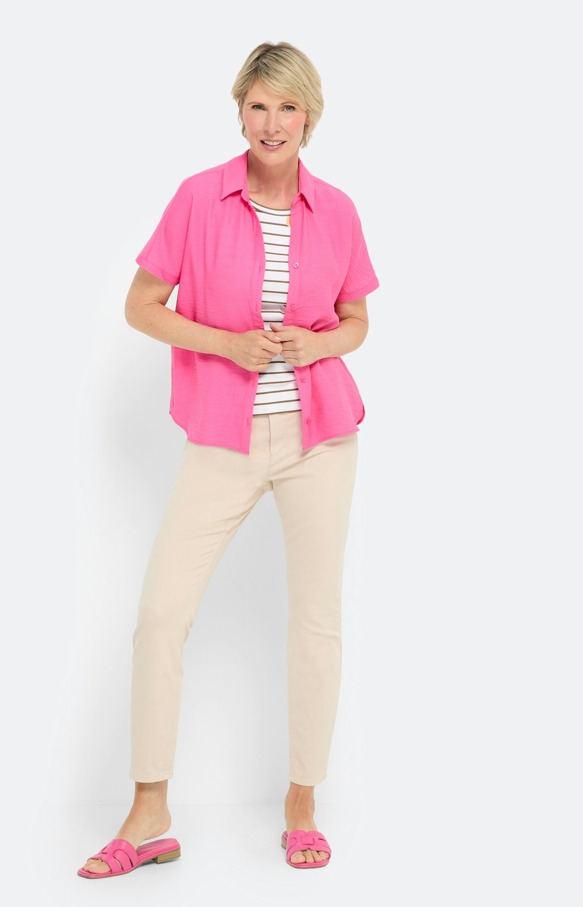 Overhemd blouse linnen optiek, pink