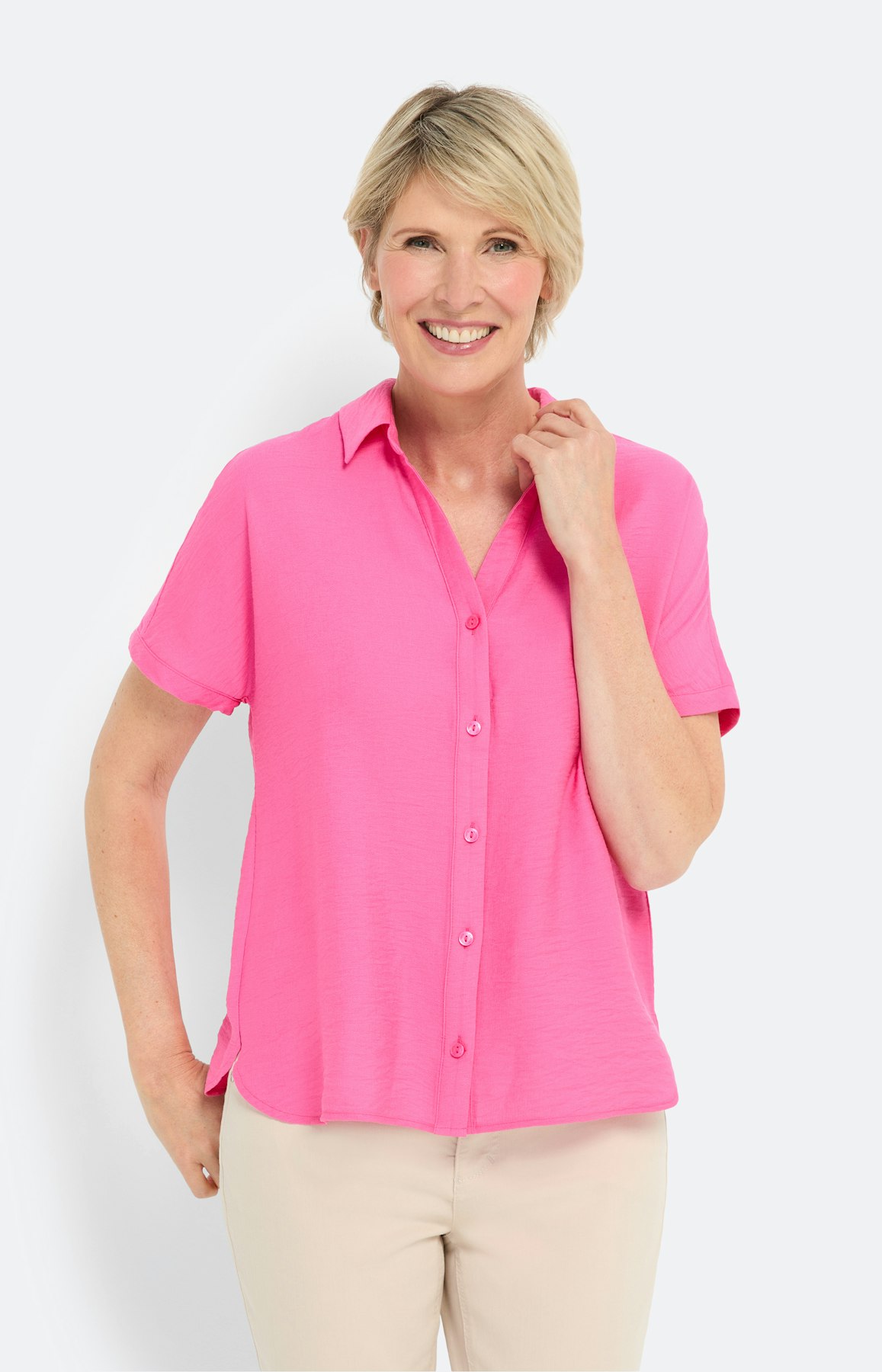 Overhemd blouse linnen optiek, pink