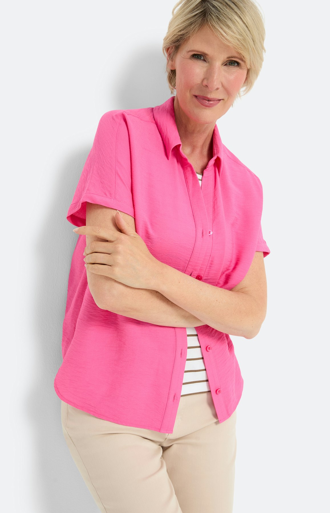 Overhemd blouse linnen optiek, pink