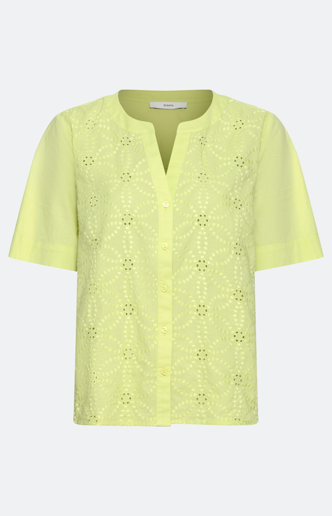 Bluse mit Broderie-Stickerei, limone
