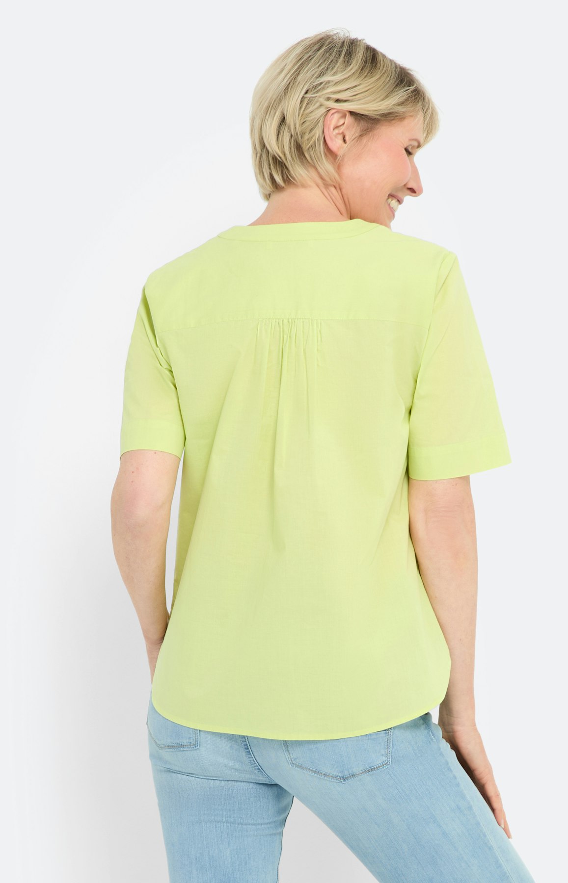 Bluse mit Broderie-Stickerei, limone