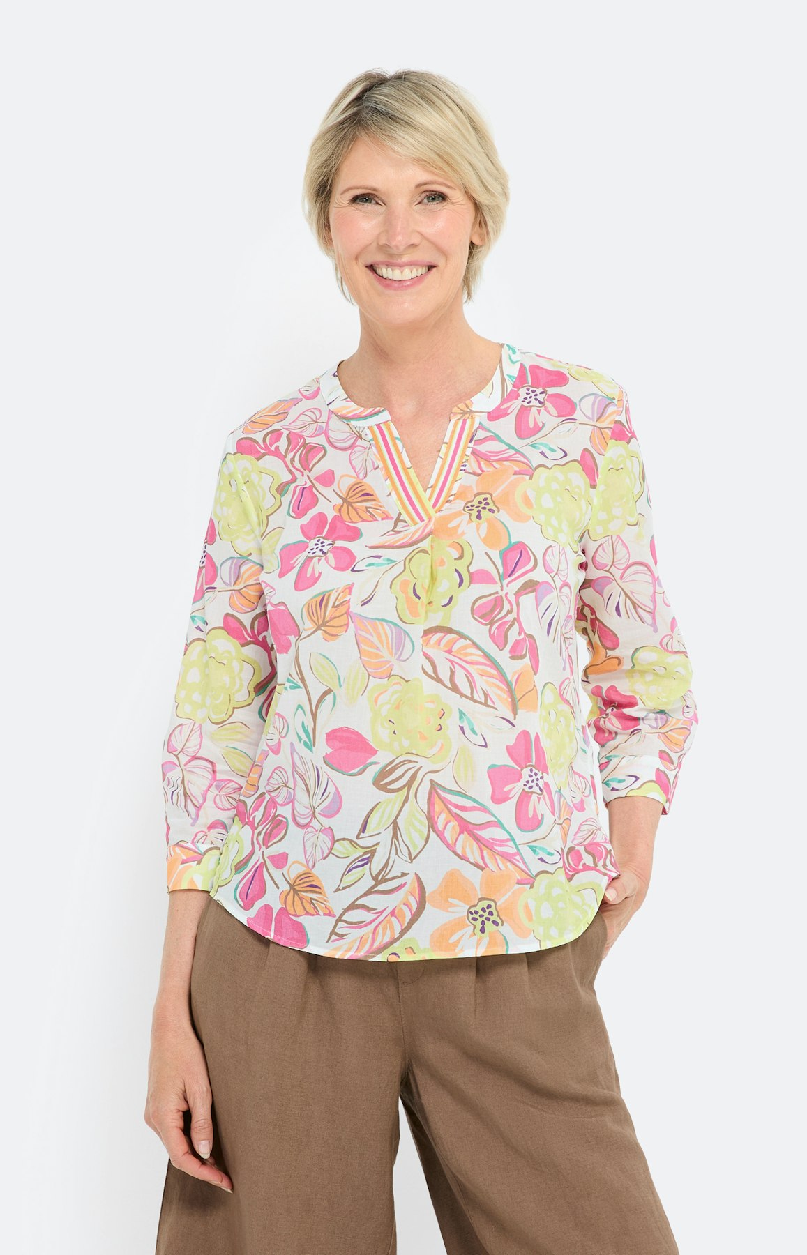 Tuniek met bloemenprint, kleurrijk