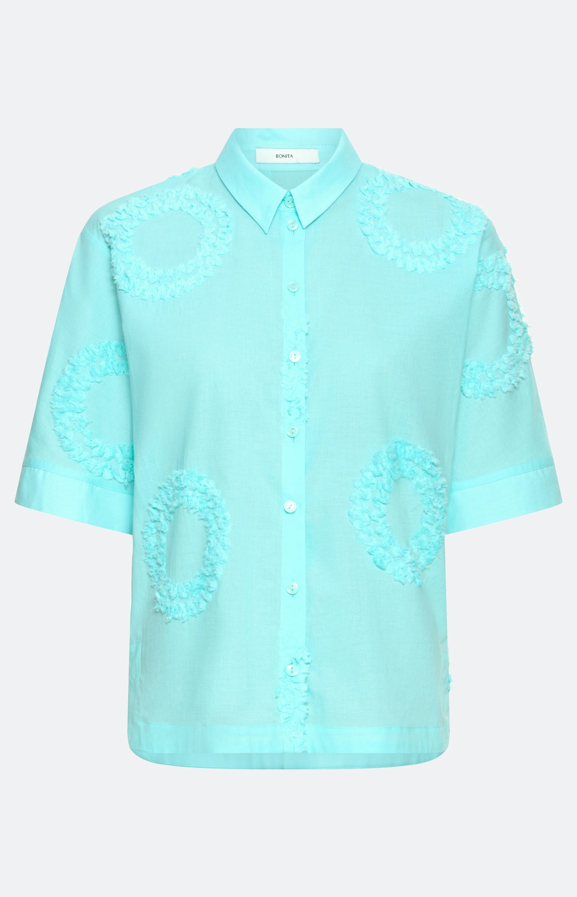 Overhemd blouse met applicatie, aqua