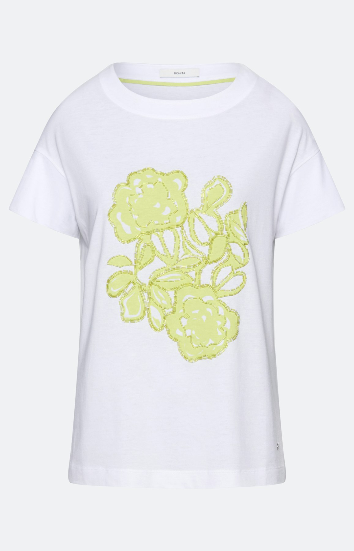 T-shirt met frontprint, wit geel