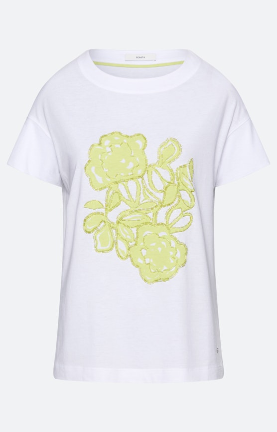 T-Shirt mit Frontprint, weiß gelb