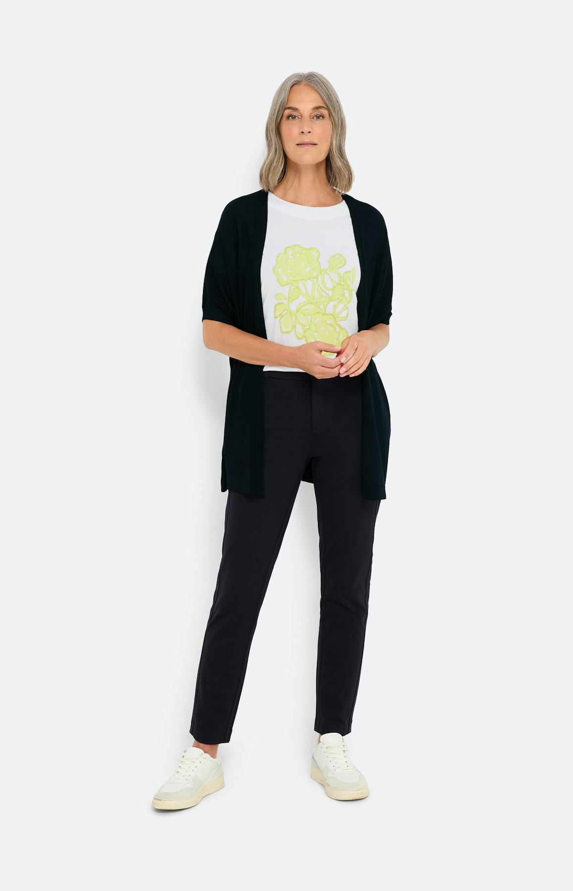 T-shirt met frontprint, wit geel