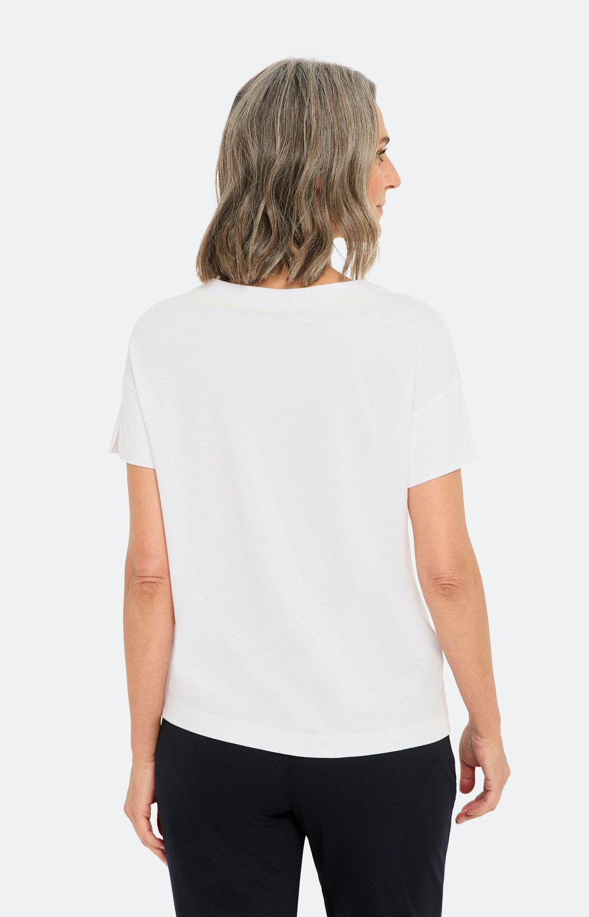 T-shirt met frontprint, wit geel