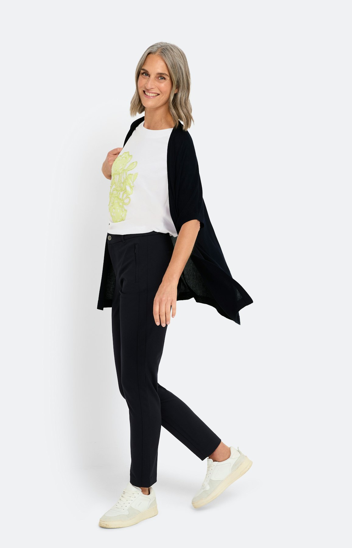 T-shirt met frontprint, wit geel