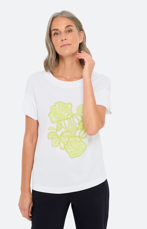 T-shirt met frontprint, wit geel