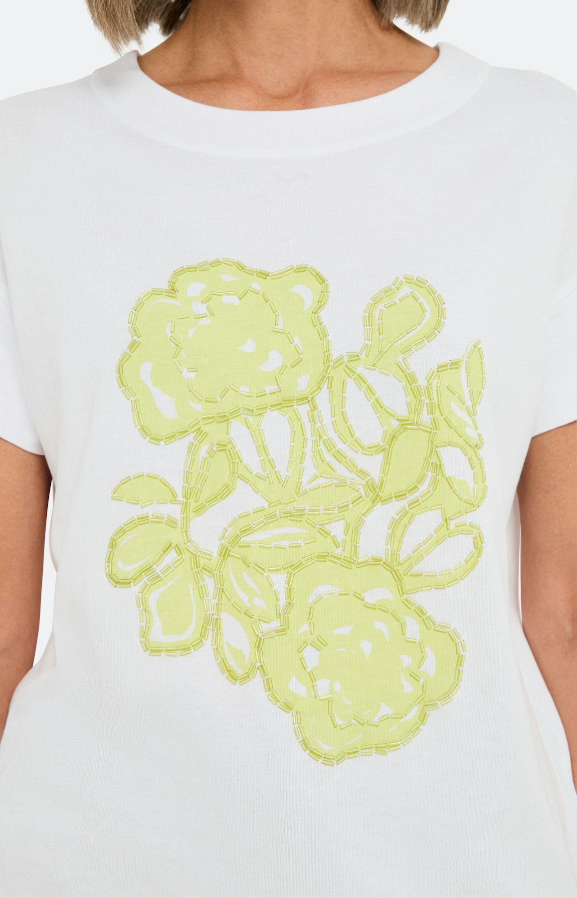 T-shirt met frontprint, wit geel