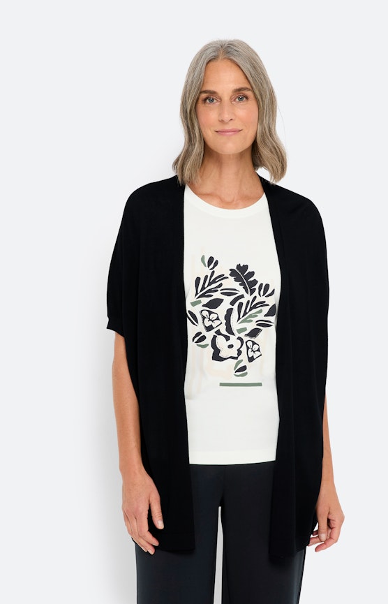 Open cardigan met korte mouwen, marine