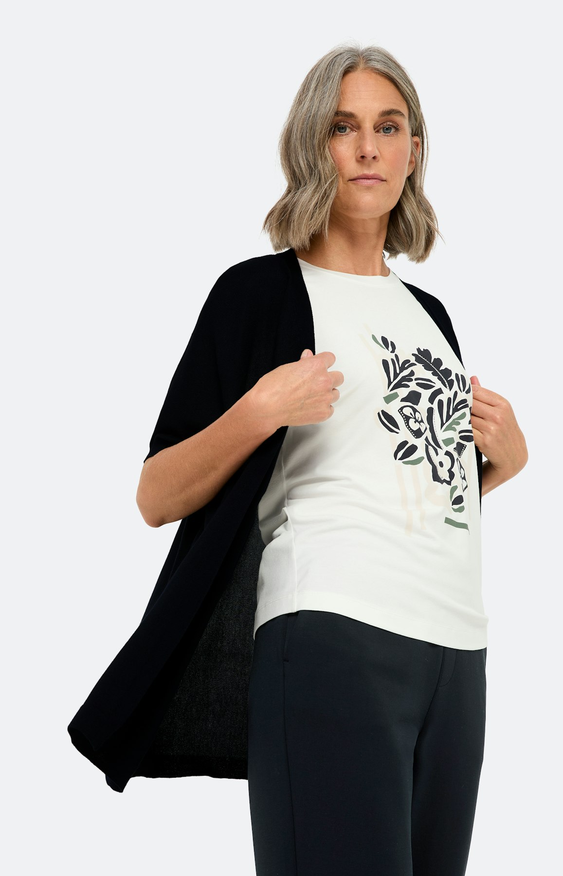 Offener Cardigan mit Kurzarm, marine