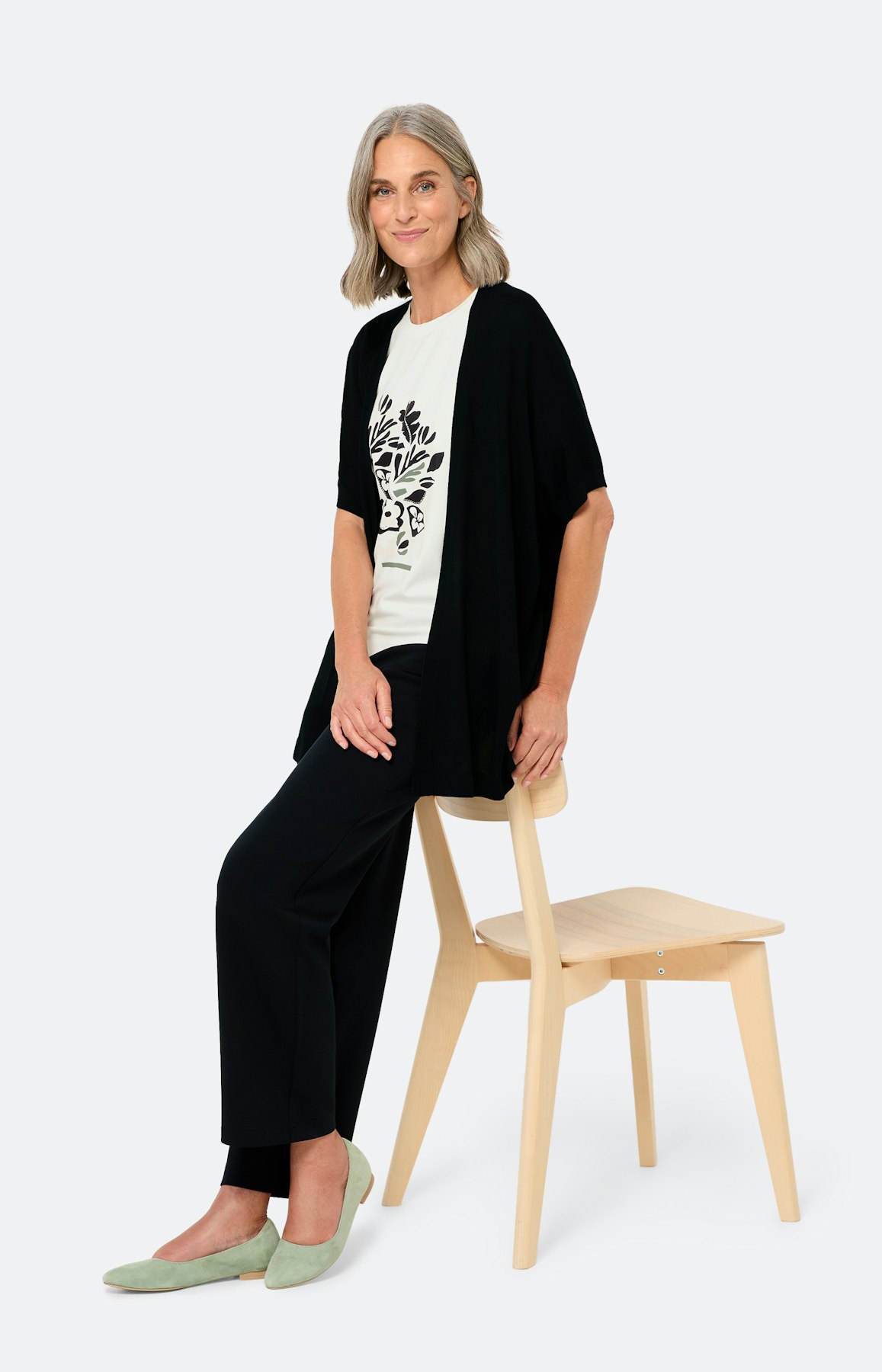 Offener Cardigan mit Kurzarm, marine