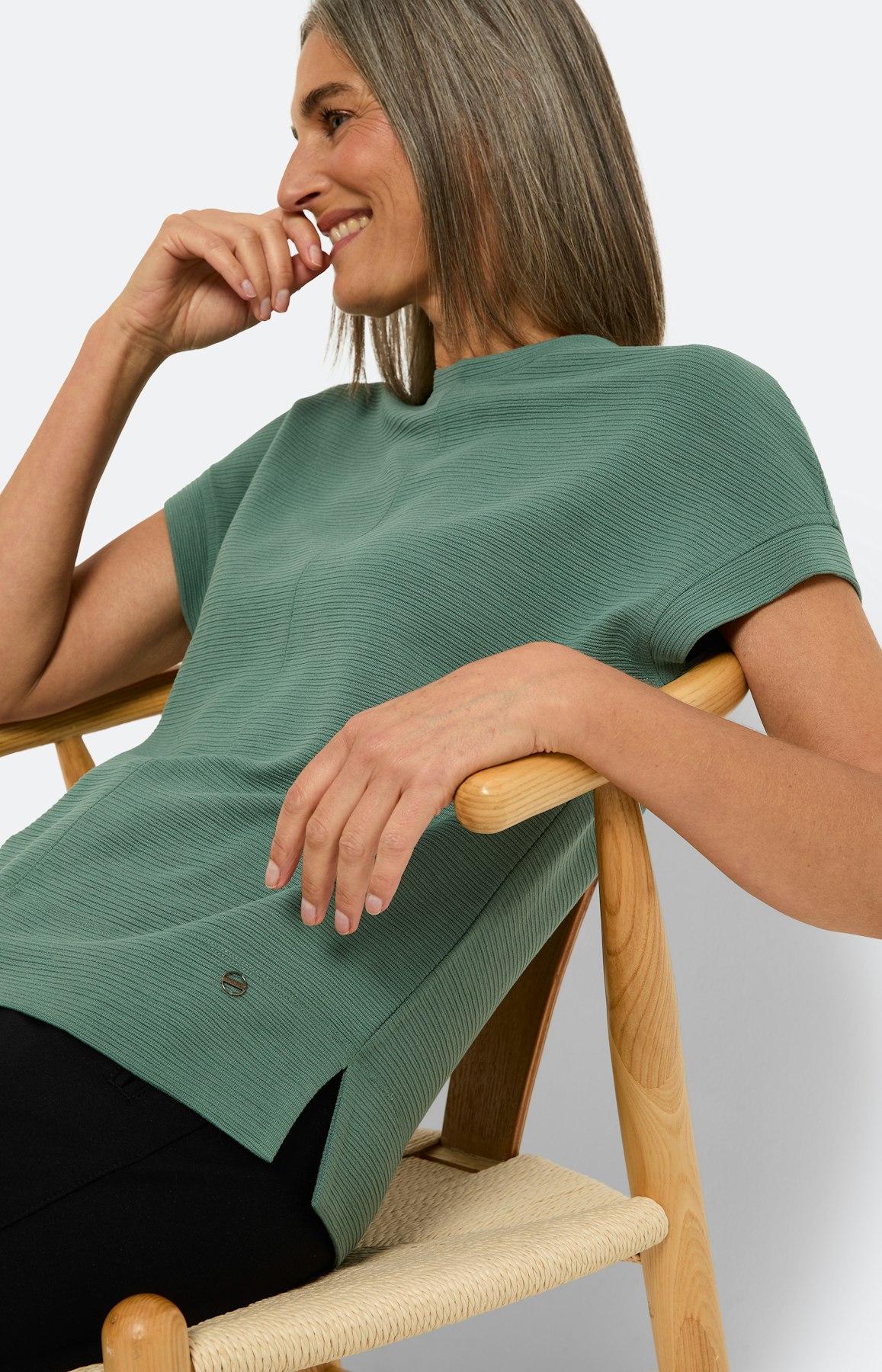 Effen sweatshirt met ribbels, groen