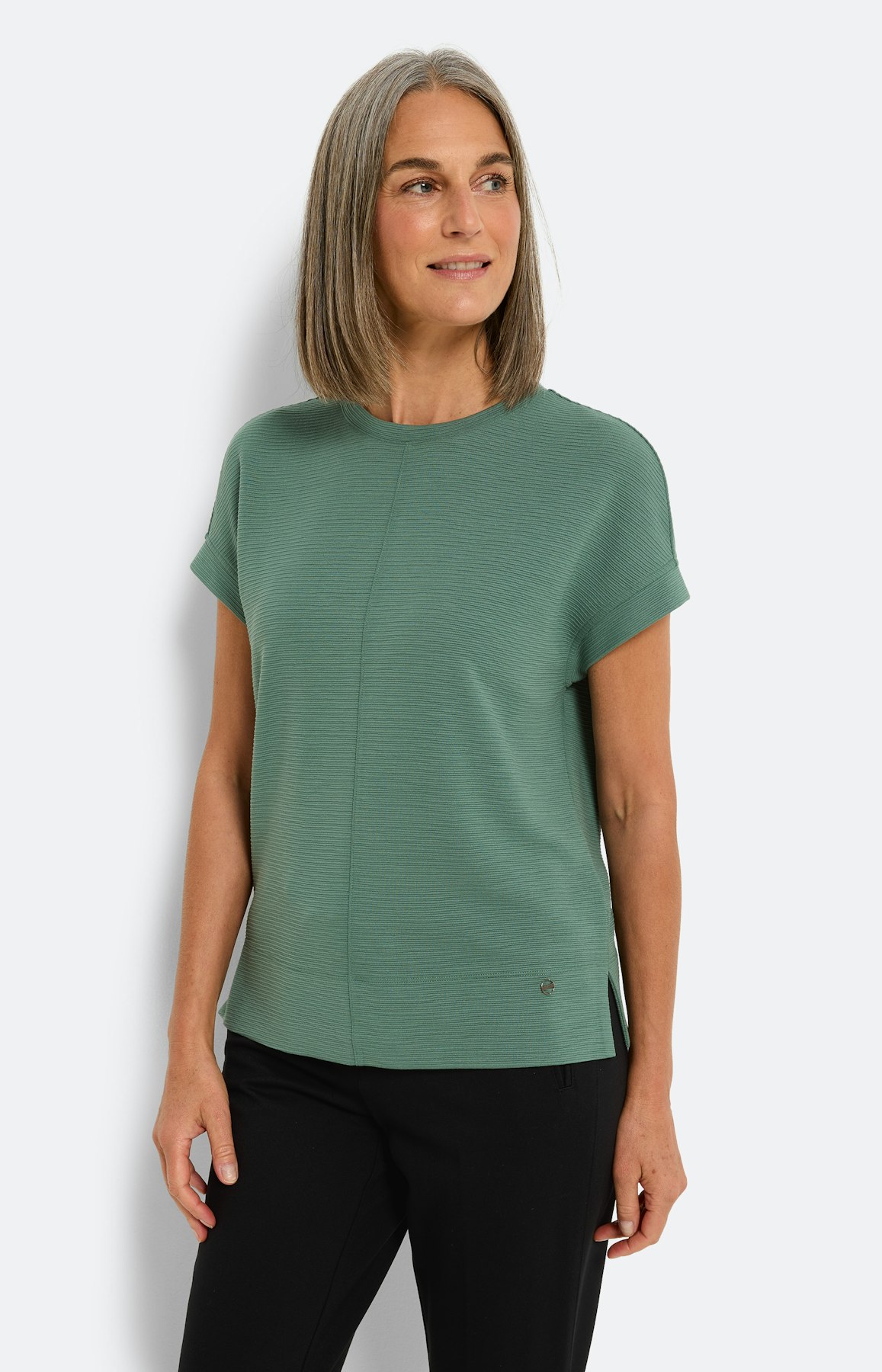 Effen sweatshirt met ribbels, groen