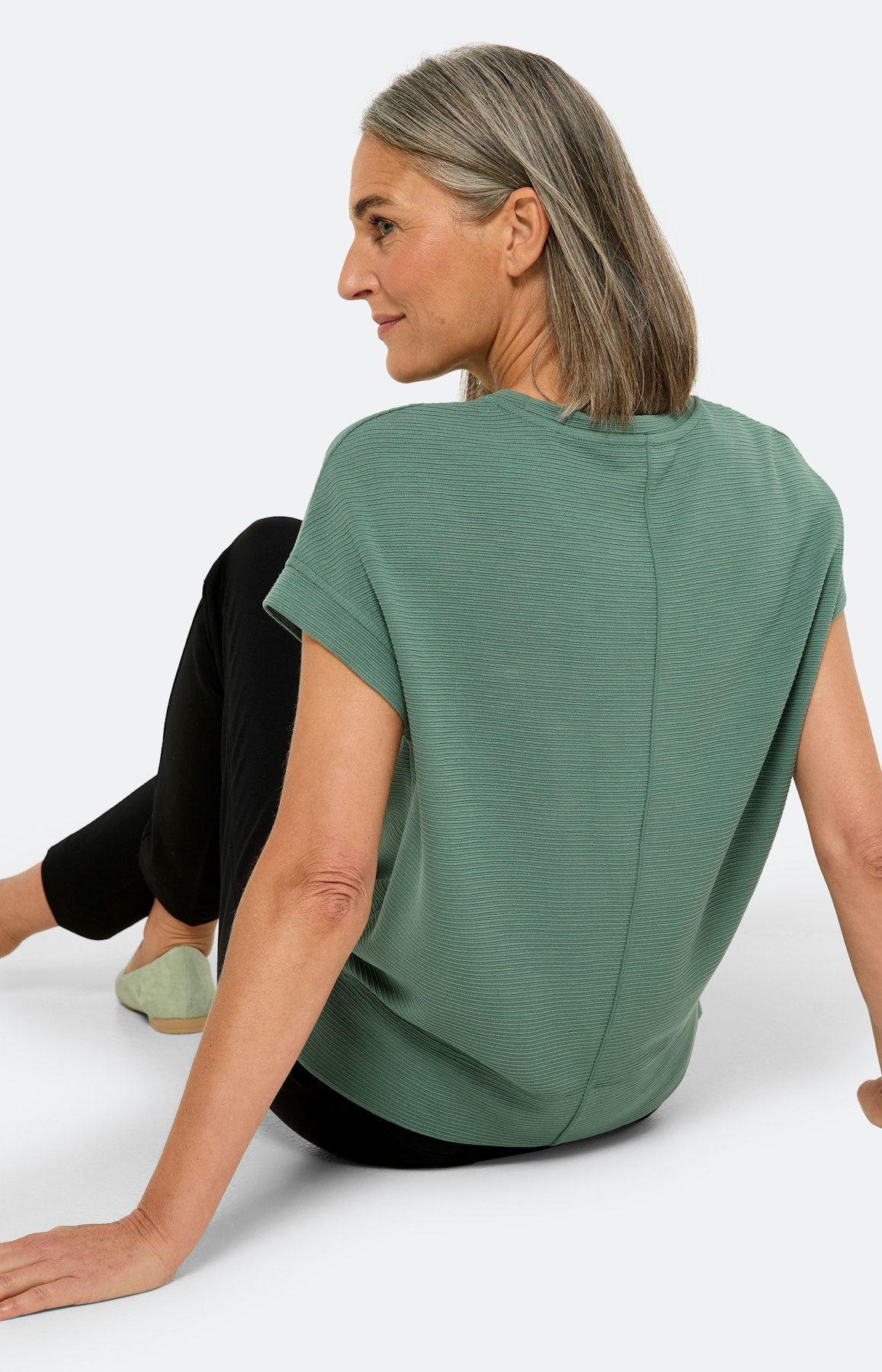 Effen sweatshirt met ribbels, groen