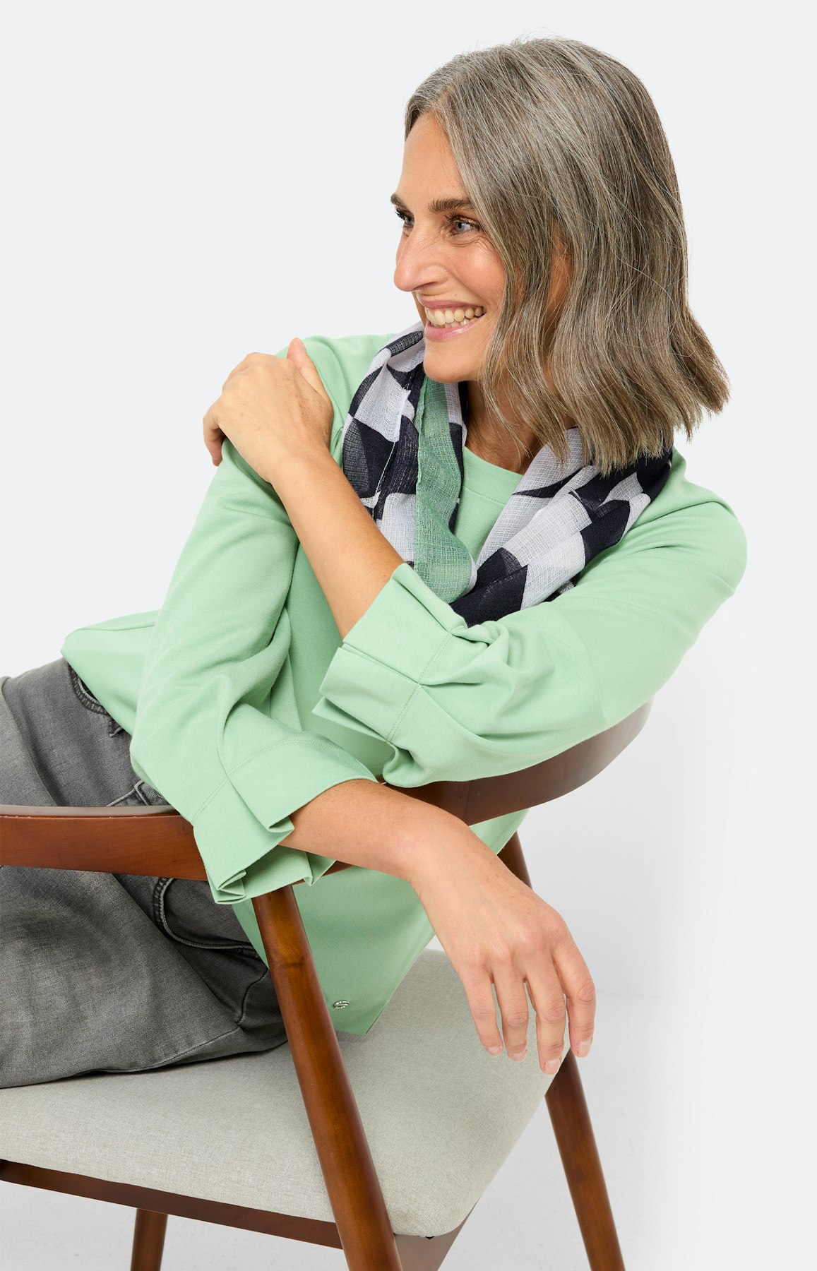 Sweatshirt met plooidetail, mint