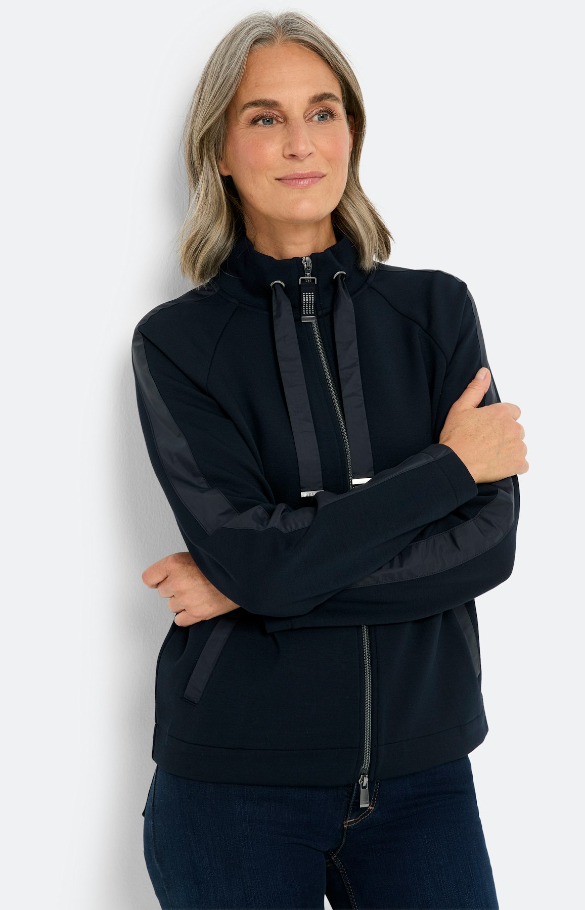 Scuba-sweatvest in materialenmix, marine