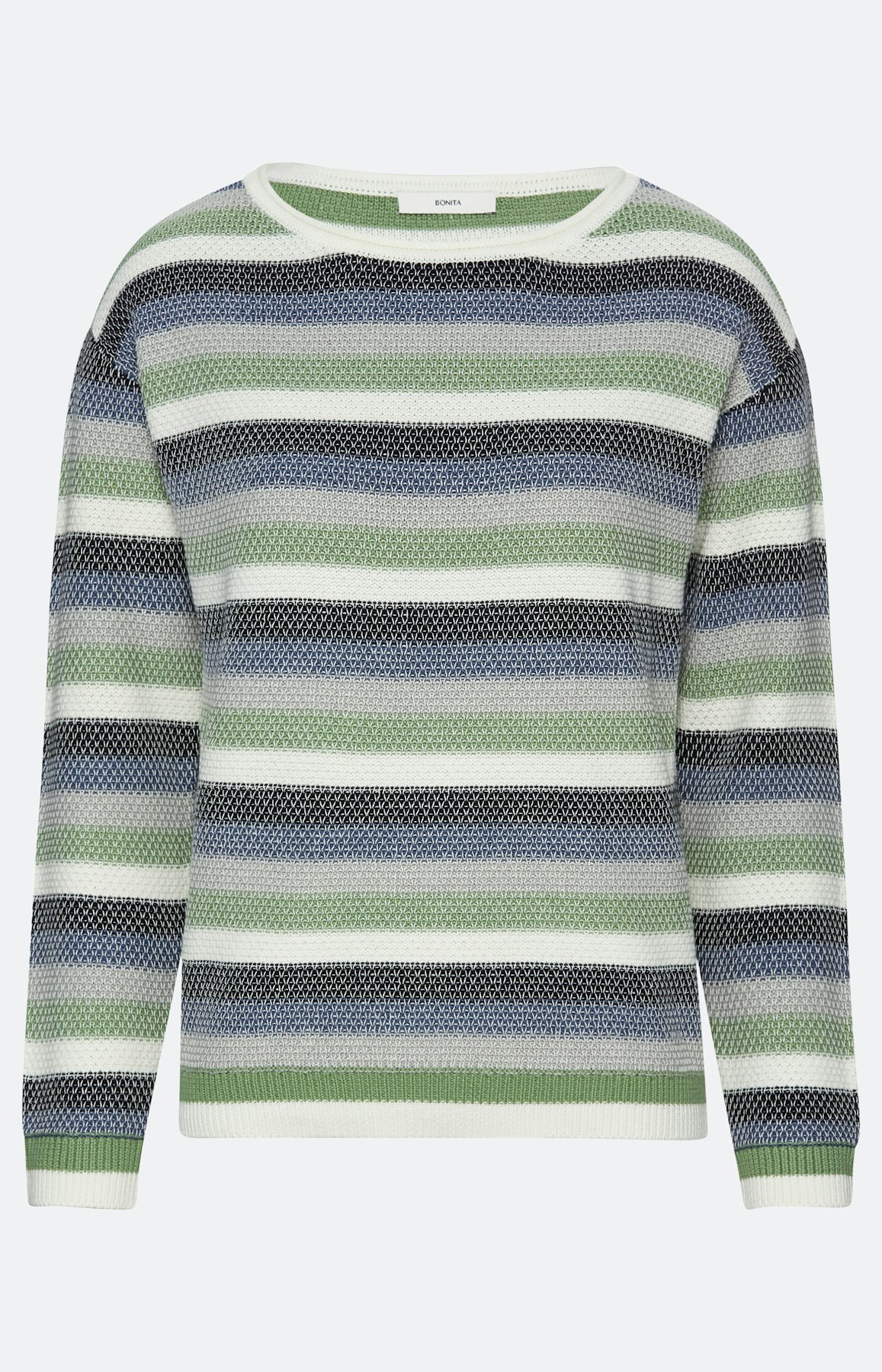 Mintkleurige gebreide trui met strepen