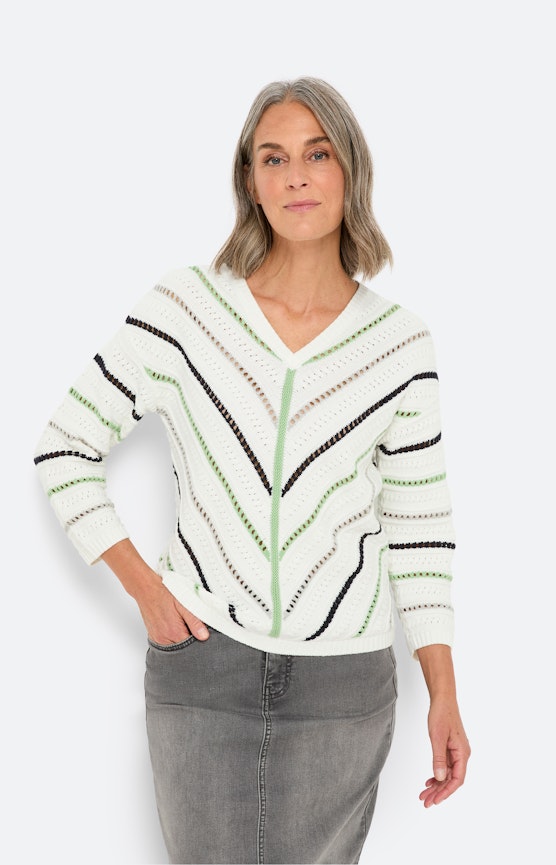 Trui met streepdessin, wit