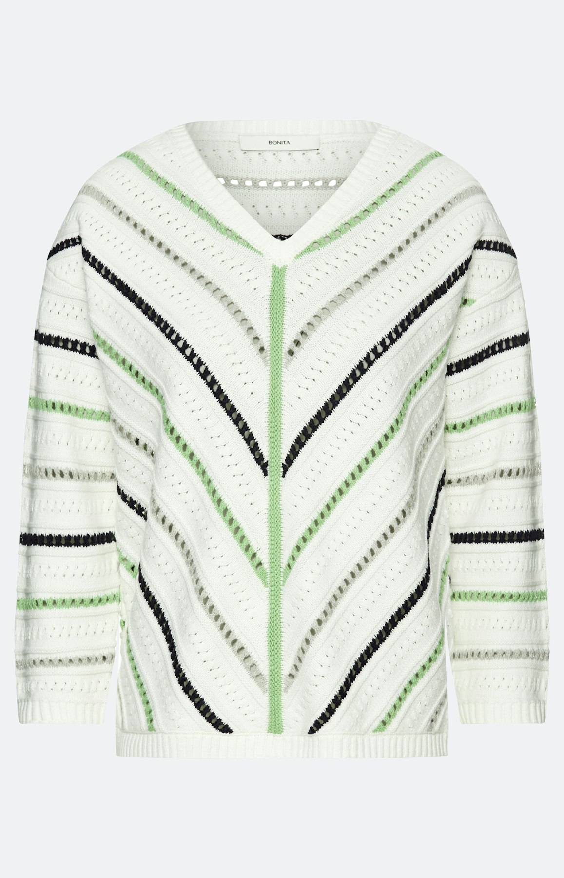 Trui met streepdessin, wit