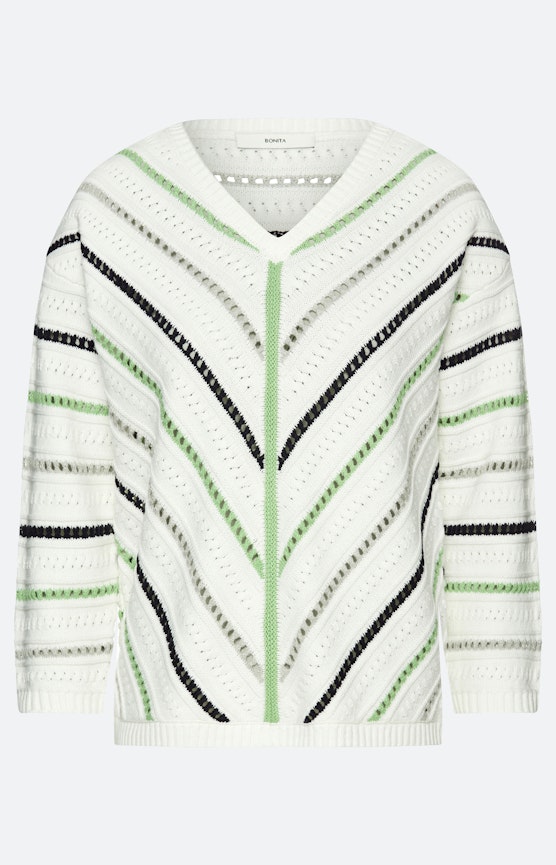 Trui met streepdessin, wit