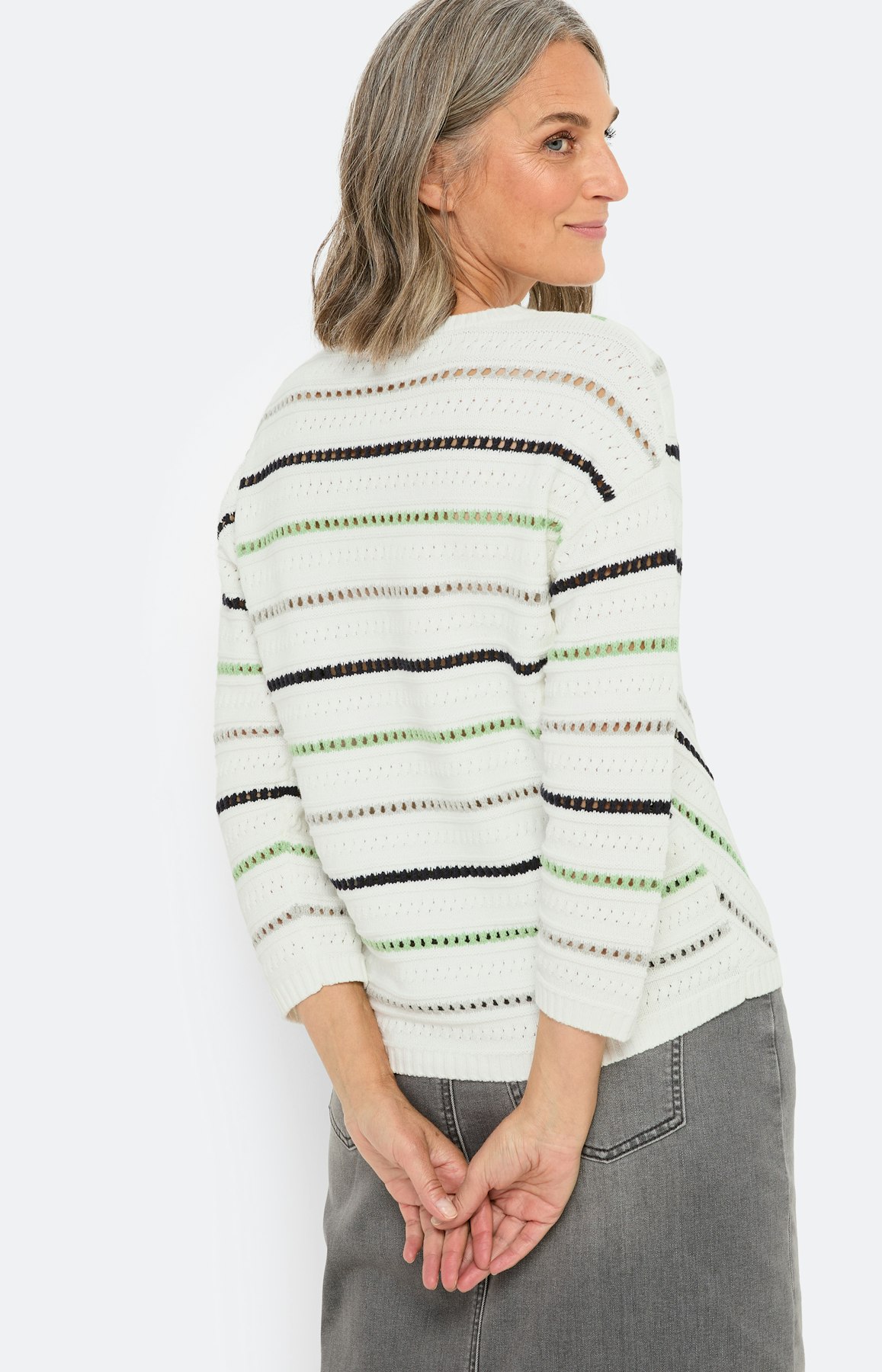 Trui met streepdessin, wit