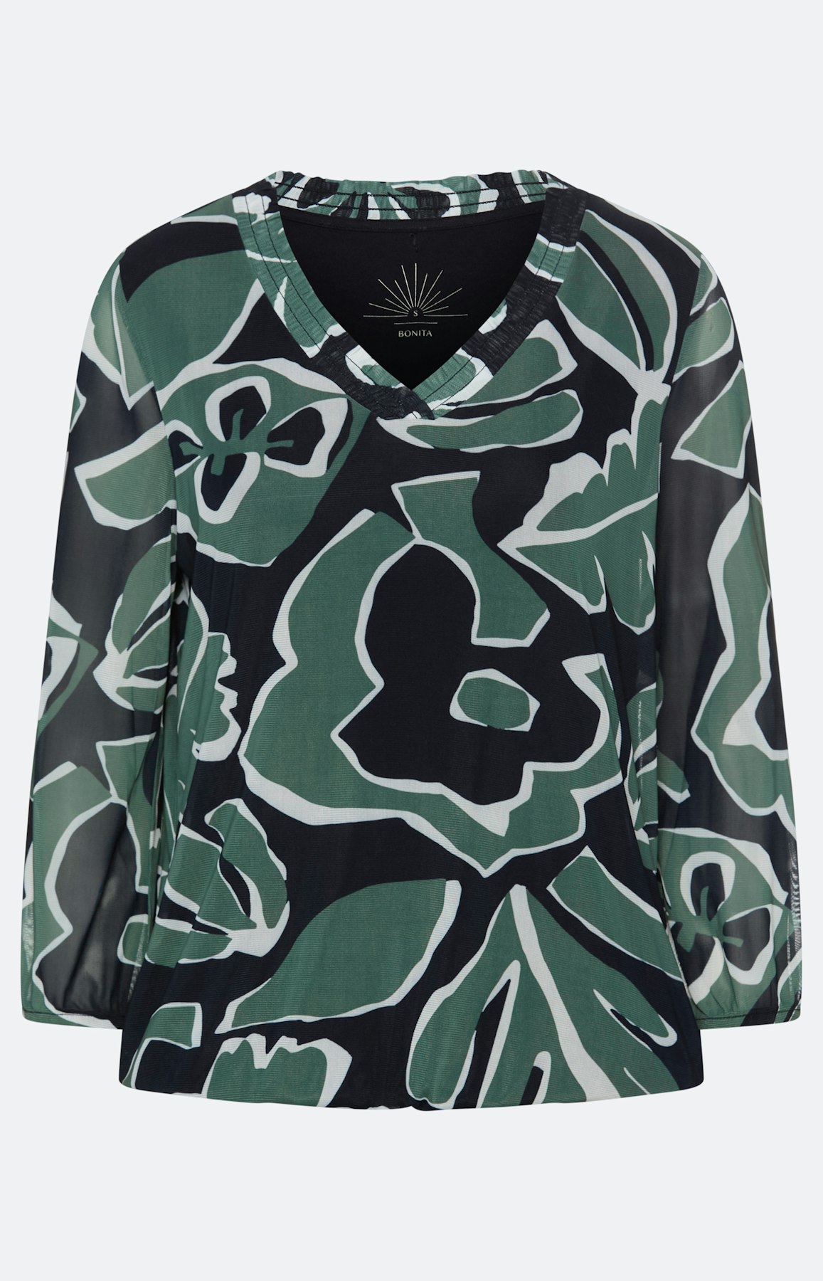 Mesh-Shirt mit All Over-Print, blau grün