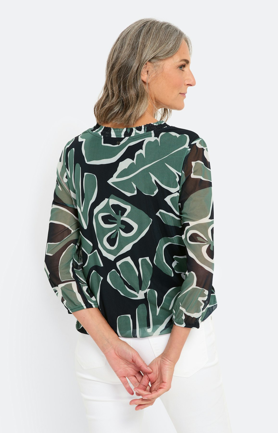 Mesh-Shirt mit All Over-Print, blau grün