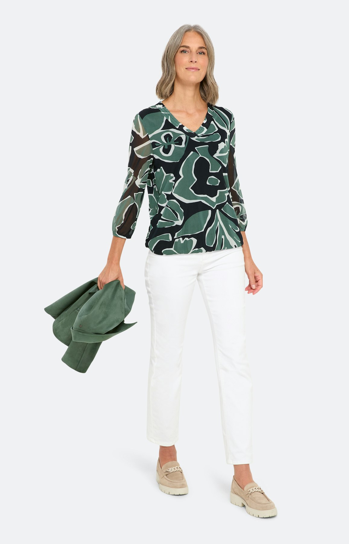 Mesh-Shirt mit All Over-Print, blau grün