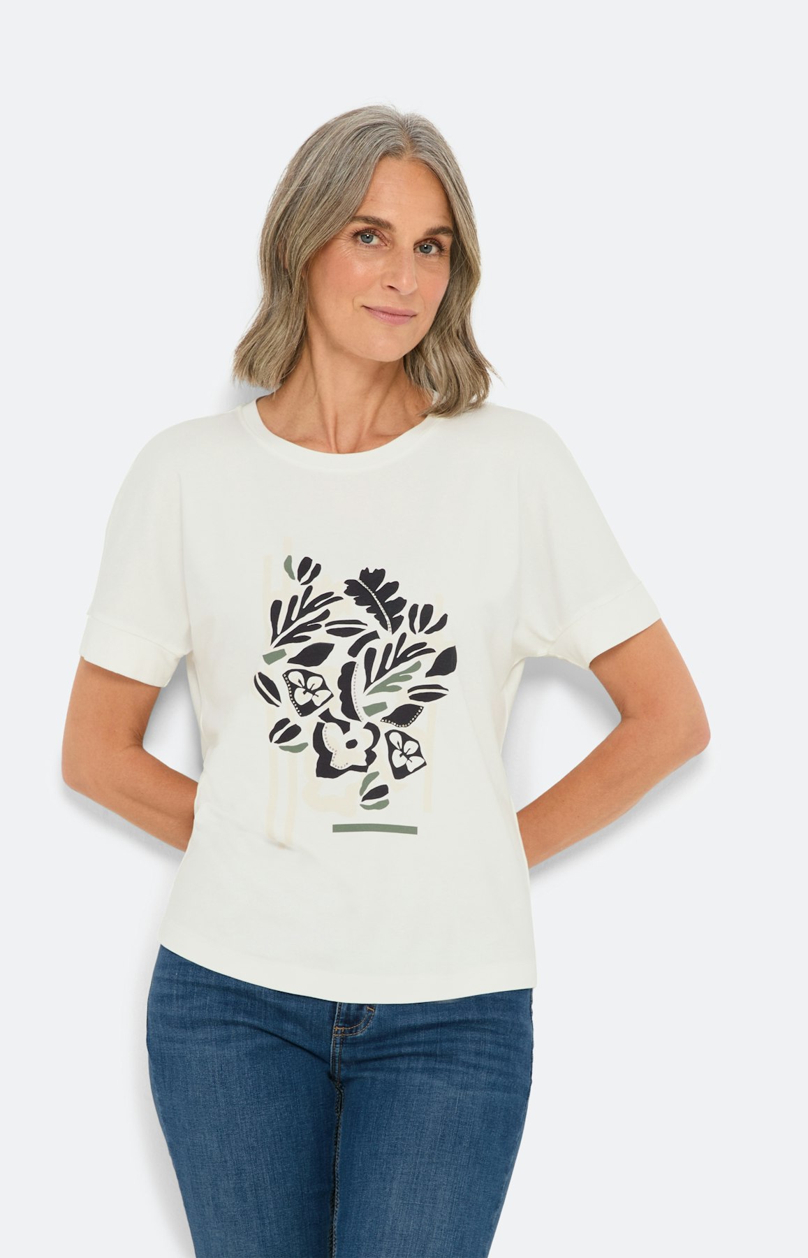 Casual shirt met frontprint, wit