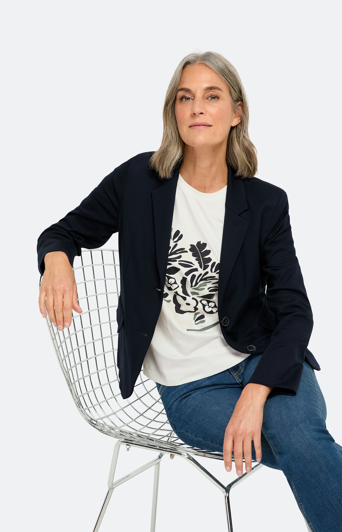 Casual shirt met frontprint, wit