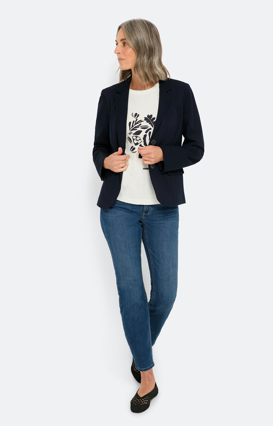 Casual shirt met frontprint, wit