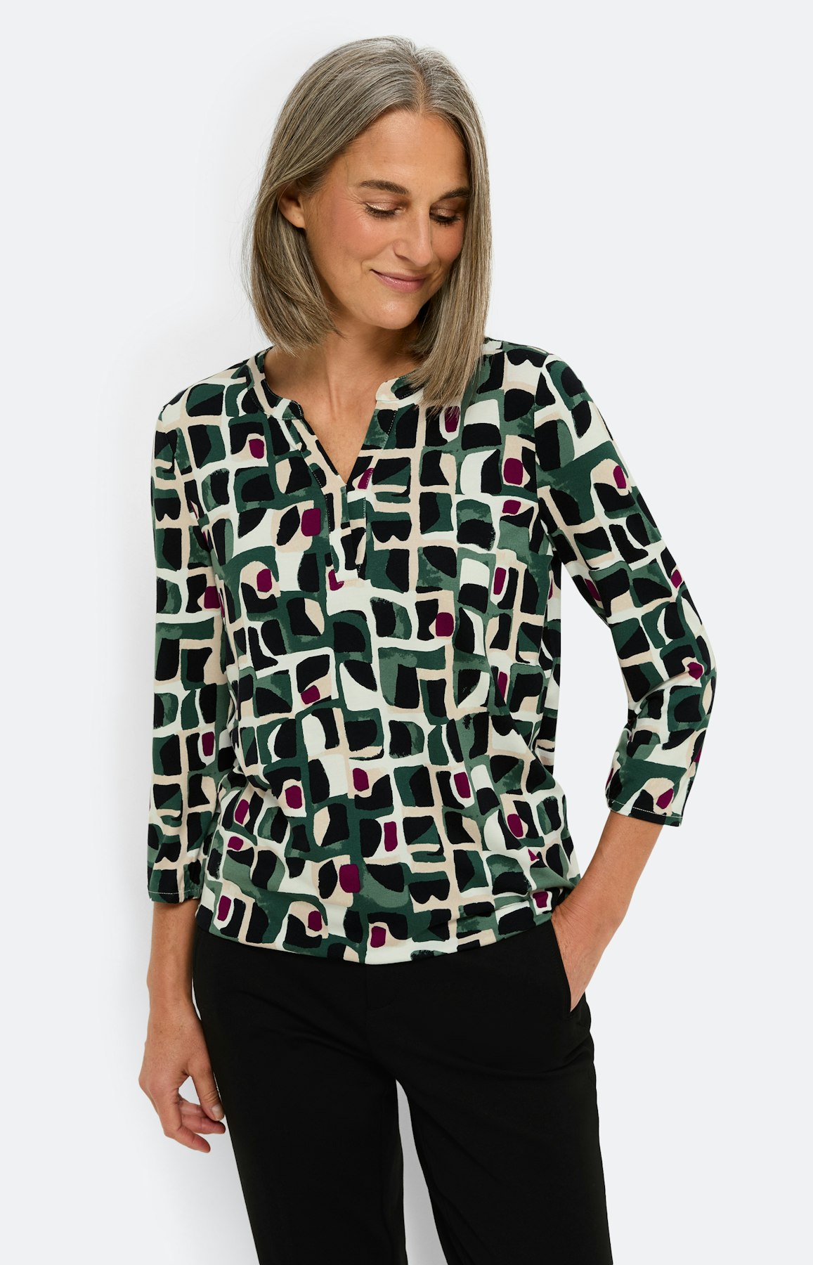 Shirt mit Grafikmuster und 3/4-Arm, bunt