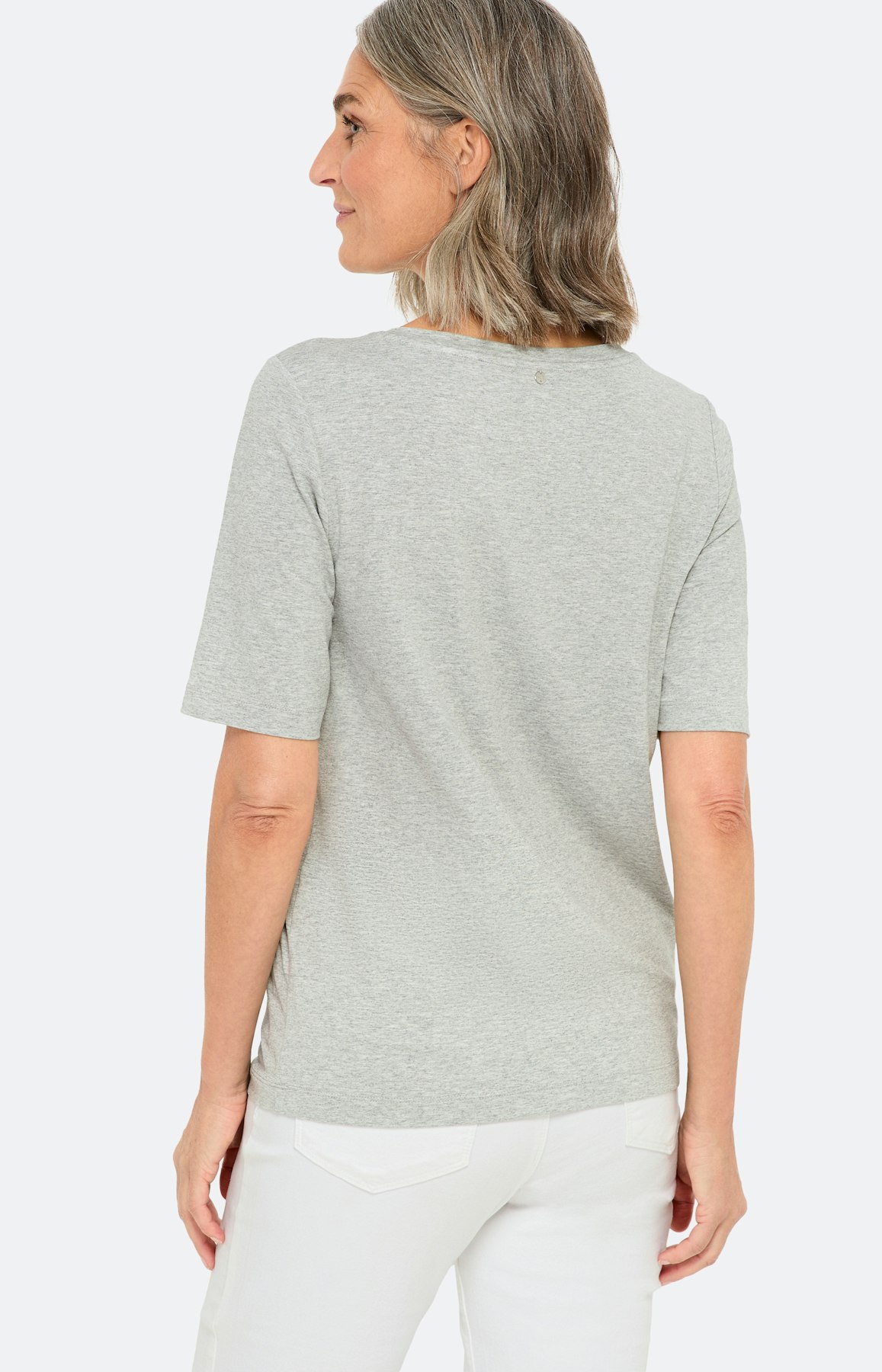 Gemêleerd shirt met frontprint, grijs