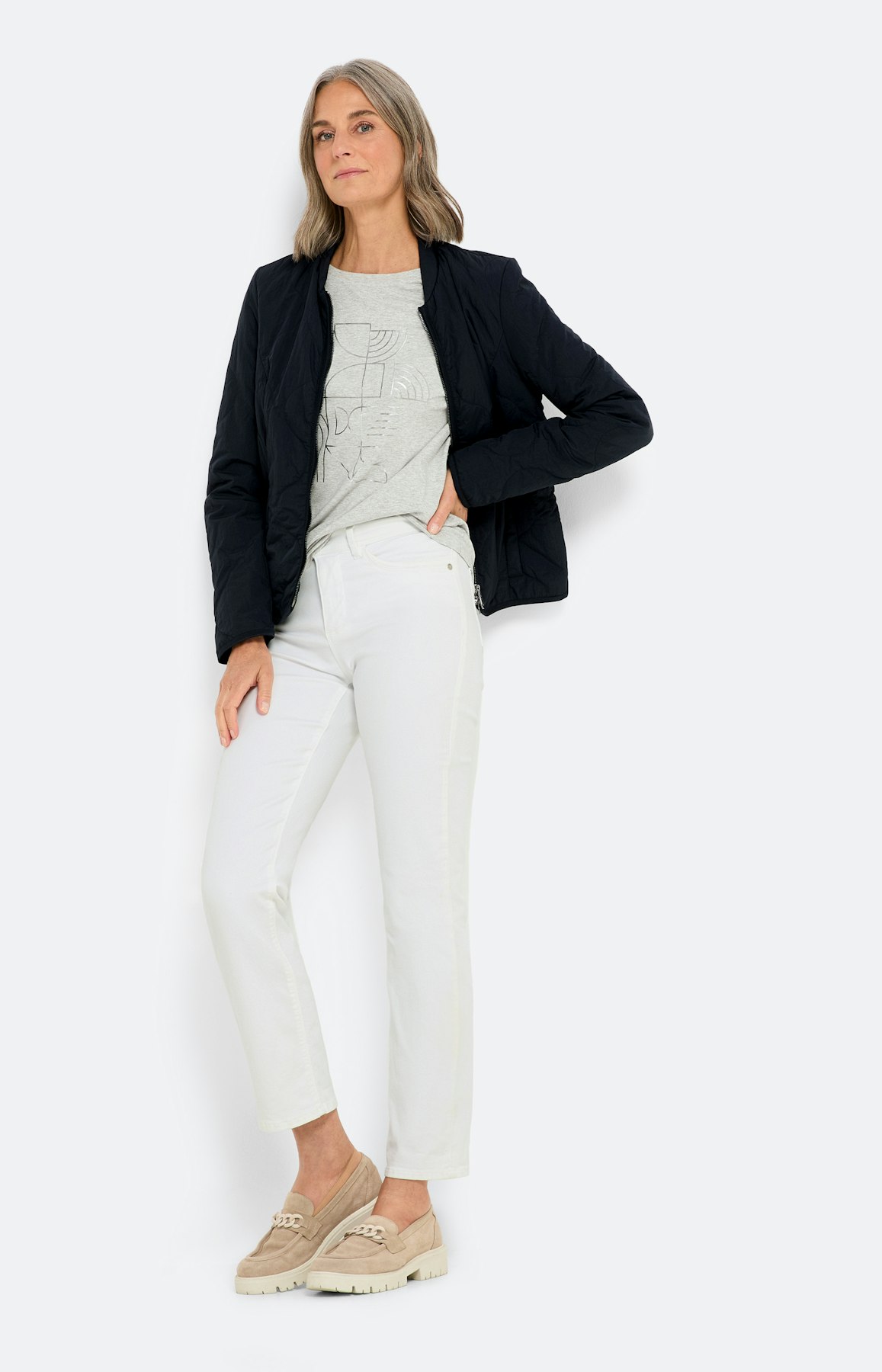 Gemêleerd shirt met frontprint, grijs