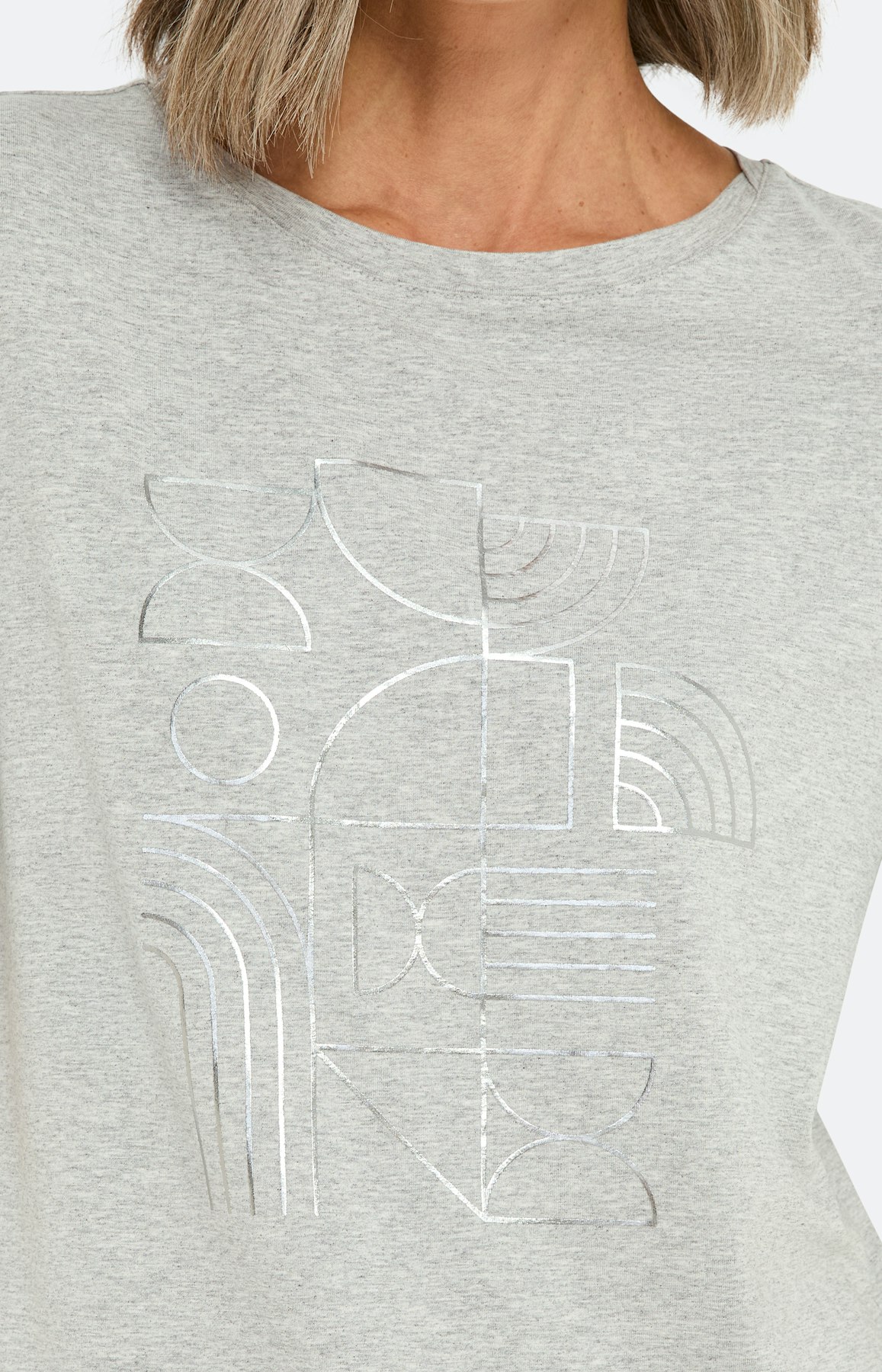 Gemêleerd shirt met frontprint, grijs