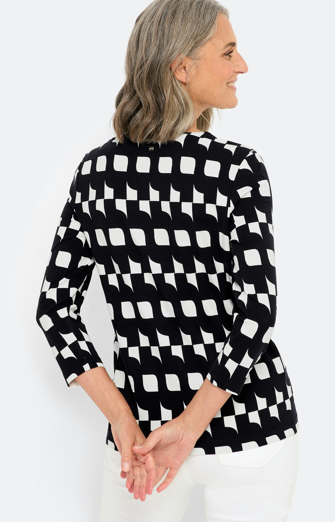 Shirt mit Print und 3/4-Arm, marine mint