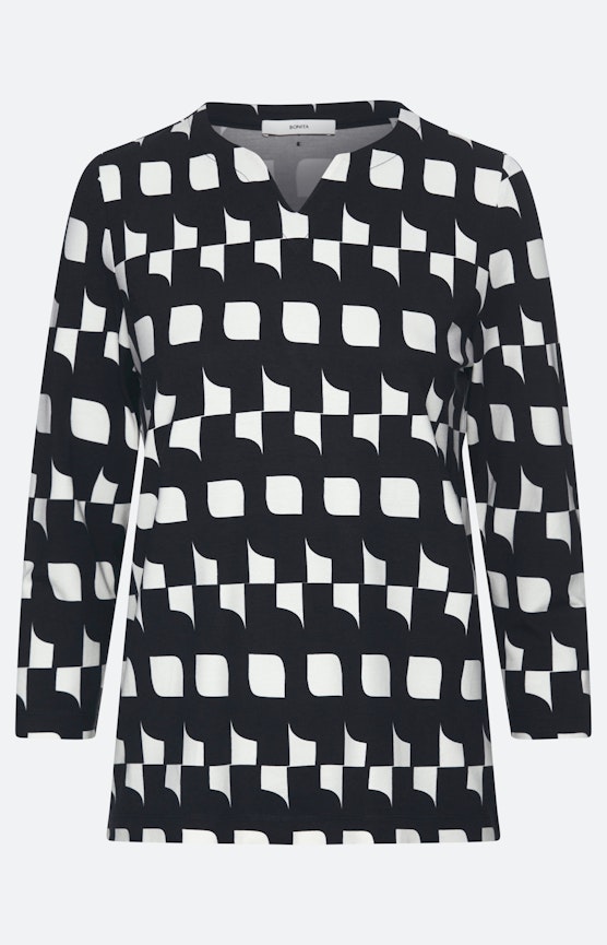 Shirt mit Print und 3/4-Arm, marine mint