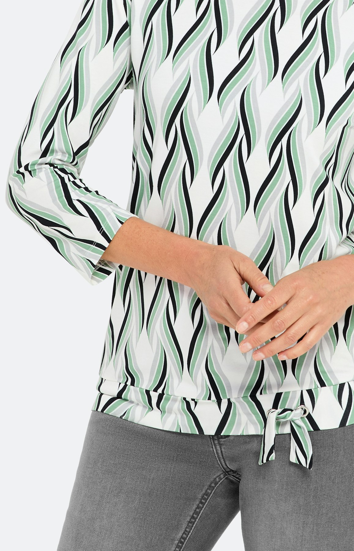 Shirt met dessin en knoopdetail, groen