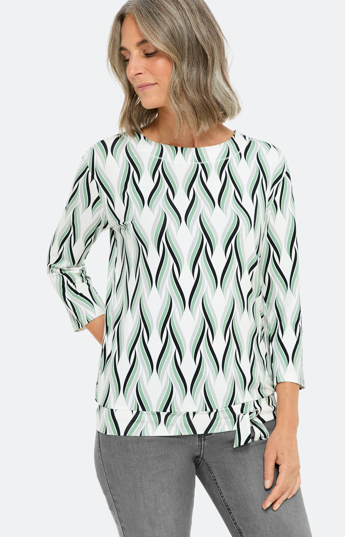 Shirt met dessin en knoopdetail, groen