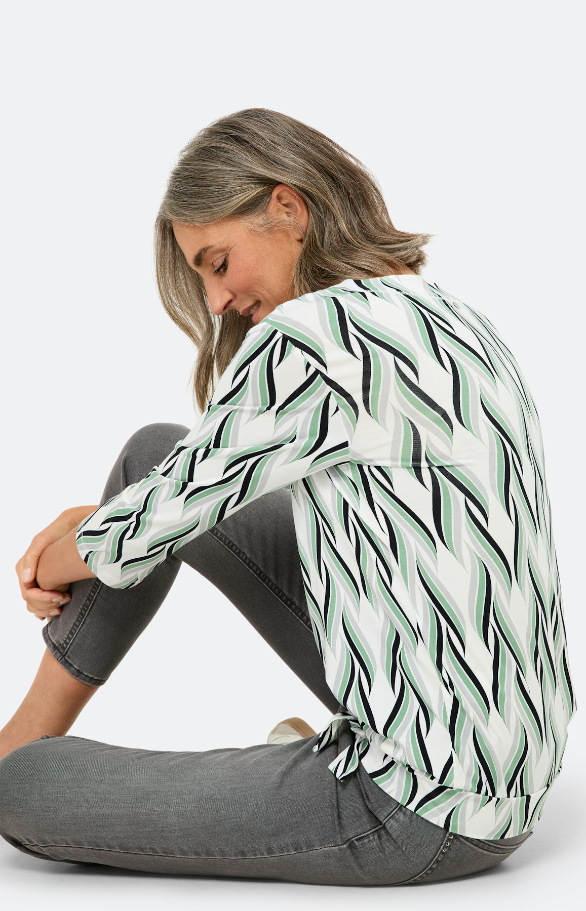 Shirt met dessin en knoopdetail, groen